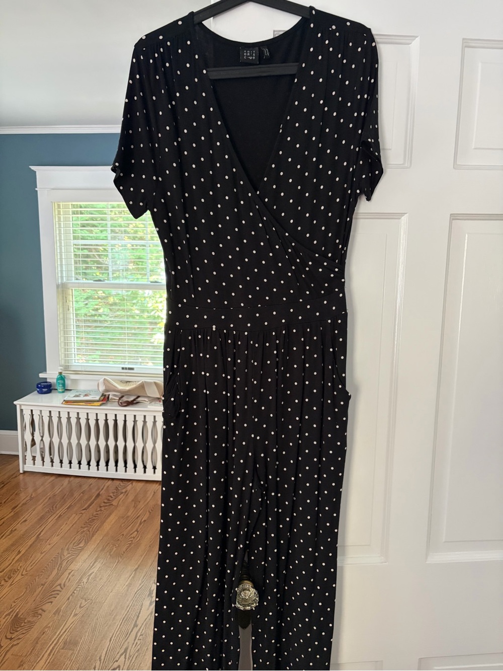 Polka Dot Black Wrap-Style Women’s Jumpsuit